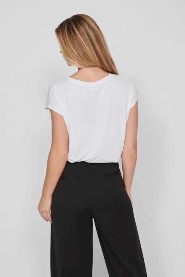 Vila T-shirt de mulher manga curta em viscose Branco