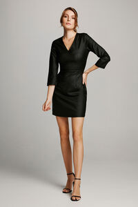Cortefiel Fitted faux leather dress Black