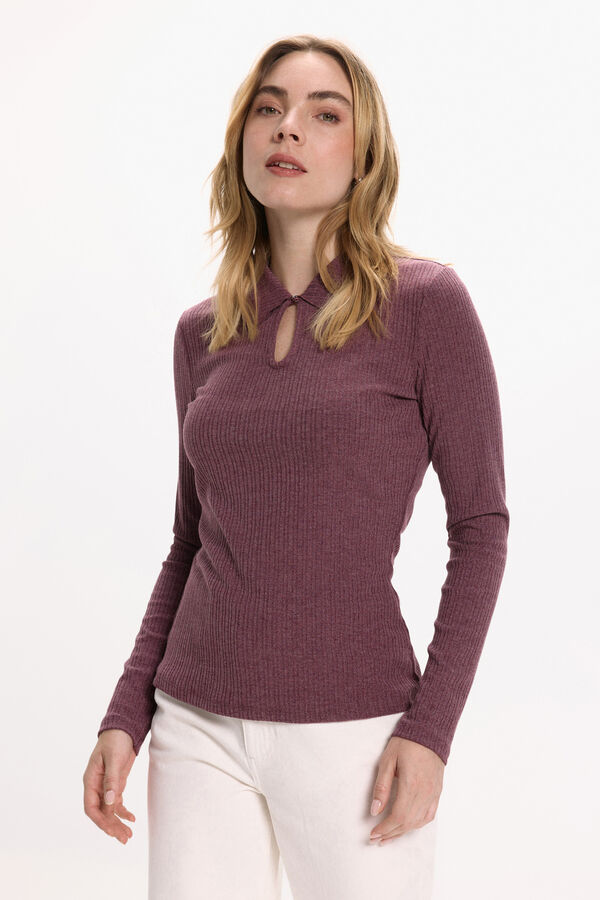 Vila Top de manga polo de gola comprida Subiu