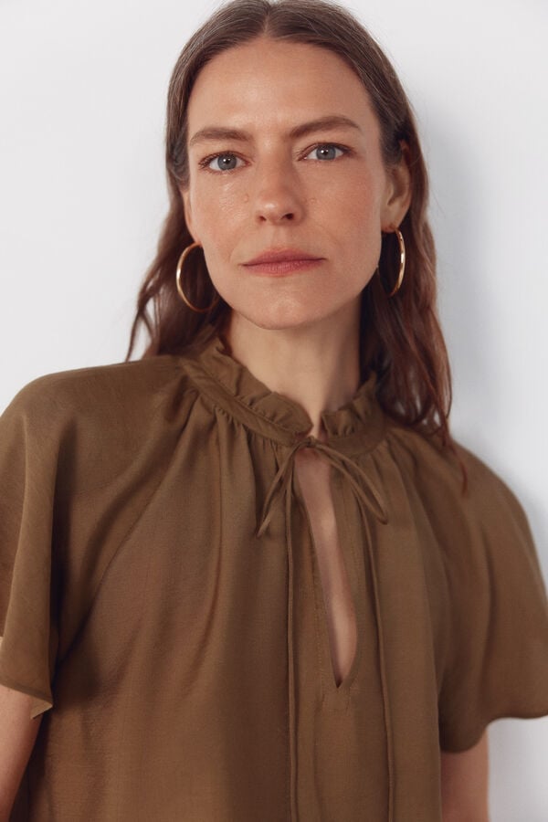 Cortefiel Blusa manga ragl&aacute;n Kaki