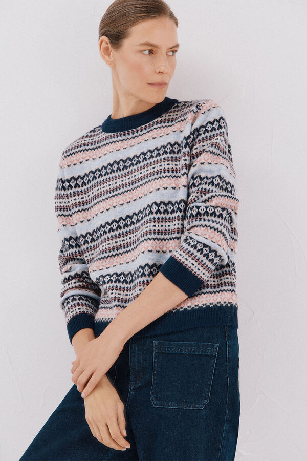 Cortefiel Greek jersey-knit sweater Navy