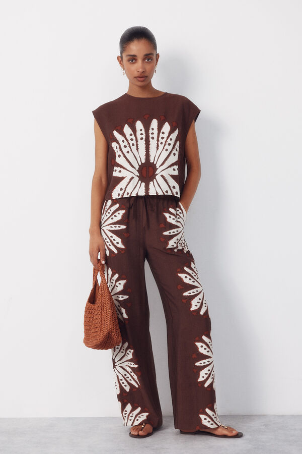 Cortefiel Braided hobo bag Orange