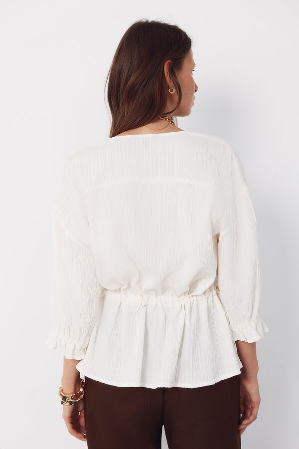 Cortefiel Drawstring blouse Ivory