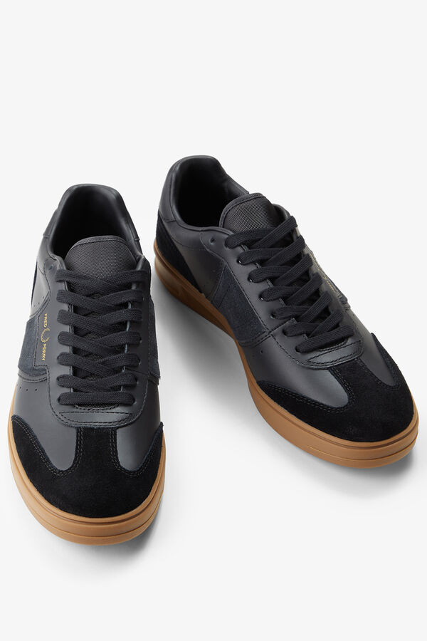 Fred Perry Sapatilha B4 em pele/camur&ccedil;a Preto