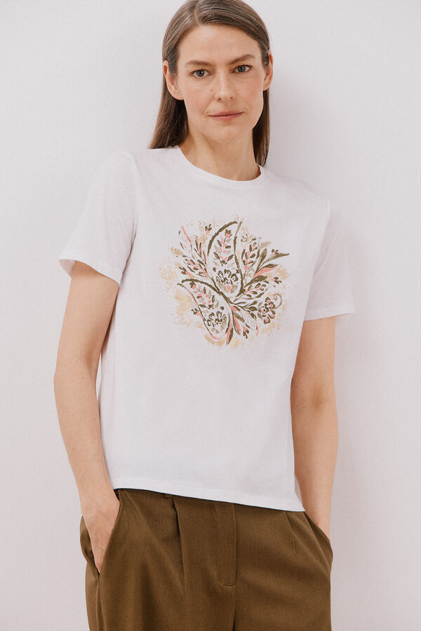 Cortefiel Camiseta estampada Marfil