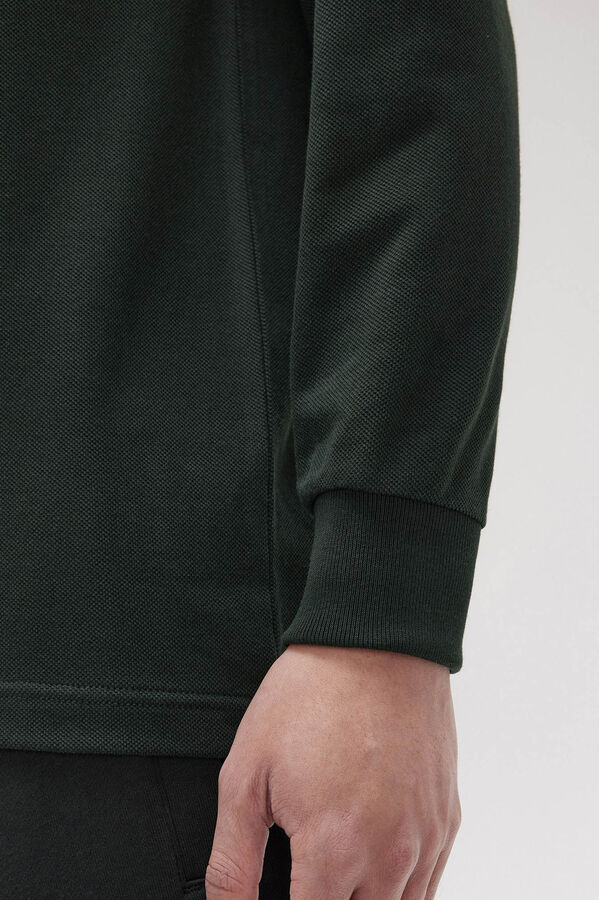 Fred Perry Polo piqué de manga comprida masculina Verde