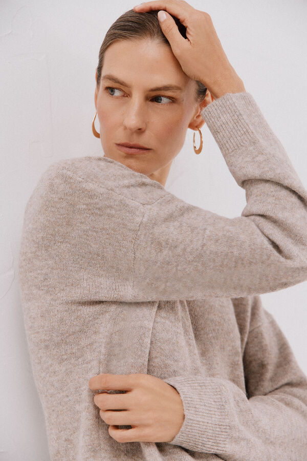 Cortefiel Striped soft feel jumper Beige