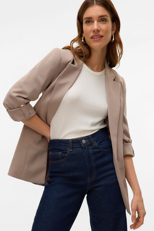 Vero Moda Blazer aberto com manga arregaçadas Cinzento
