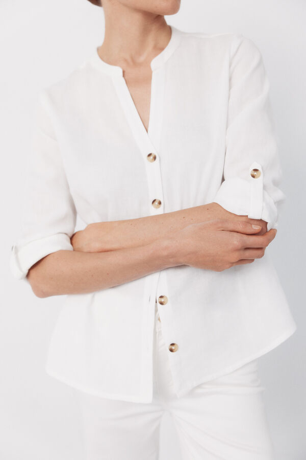 Cortefiel Mandarin collar shirt White