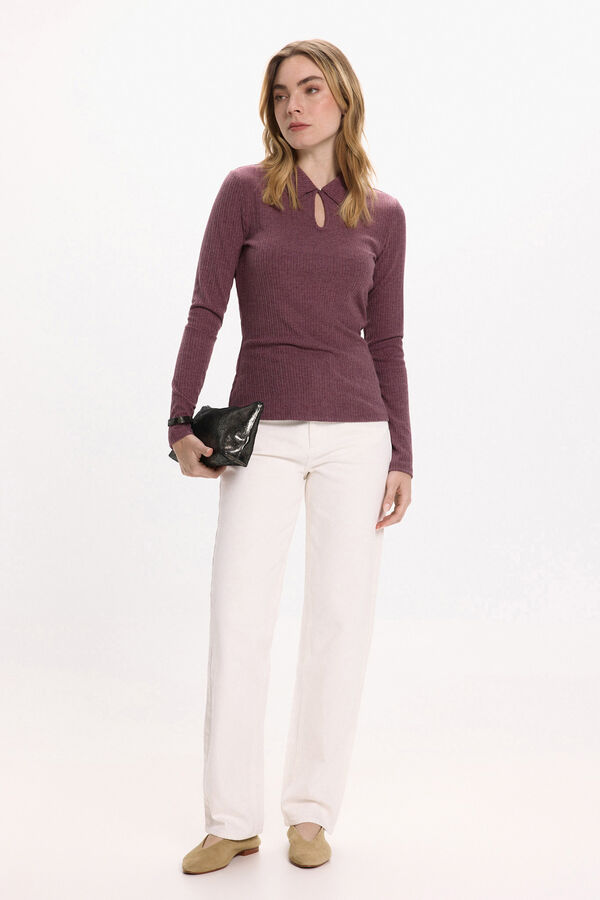 Vila Top de manga polo de gola comprida Subiu