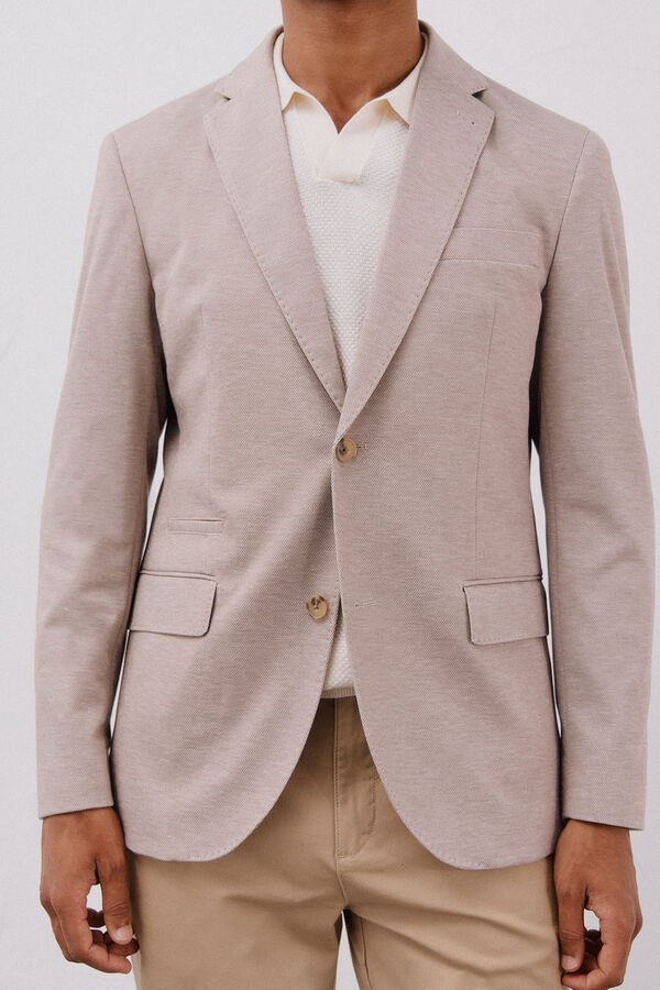 Cortefiel Jersey-knit blazer  Beige