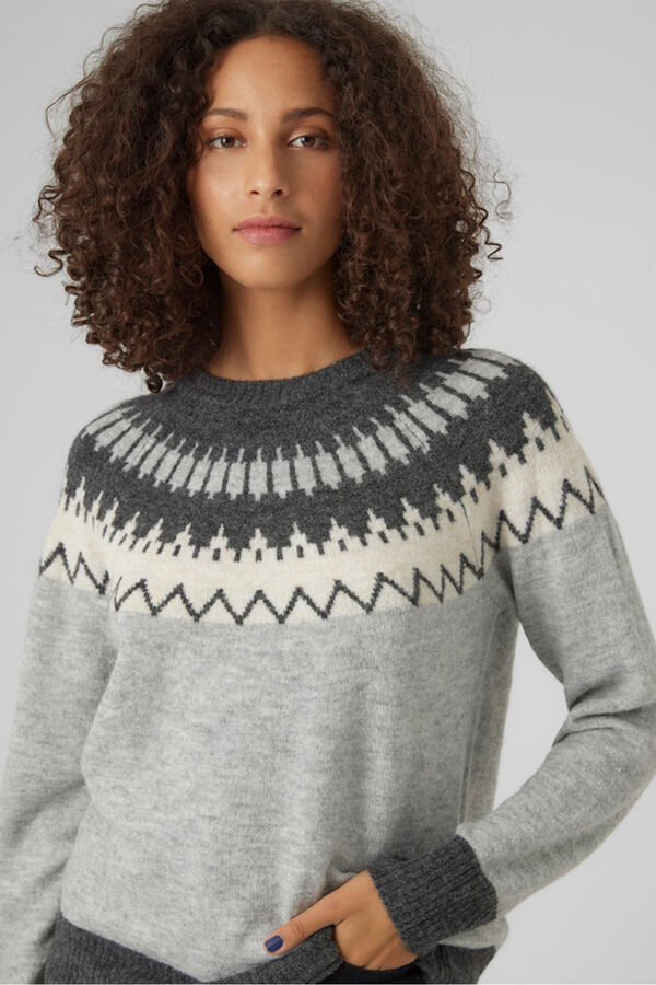 Vero Moda Camisola estampado de manga comprida feminino Cinzento