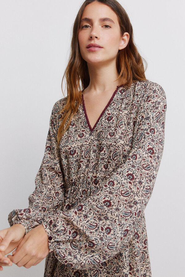 Vila Vestido midi estampado caxemira Tostado