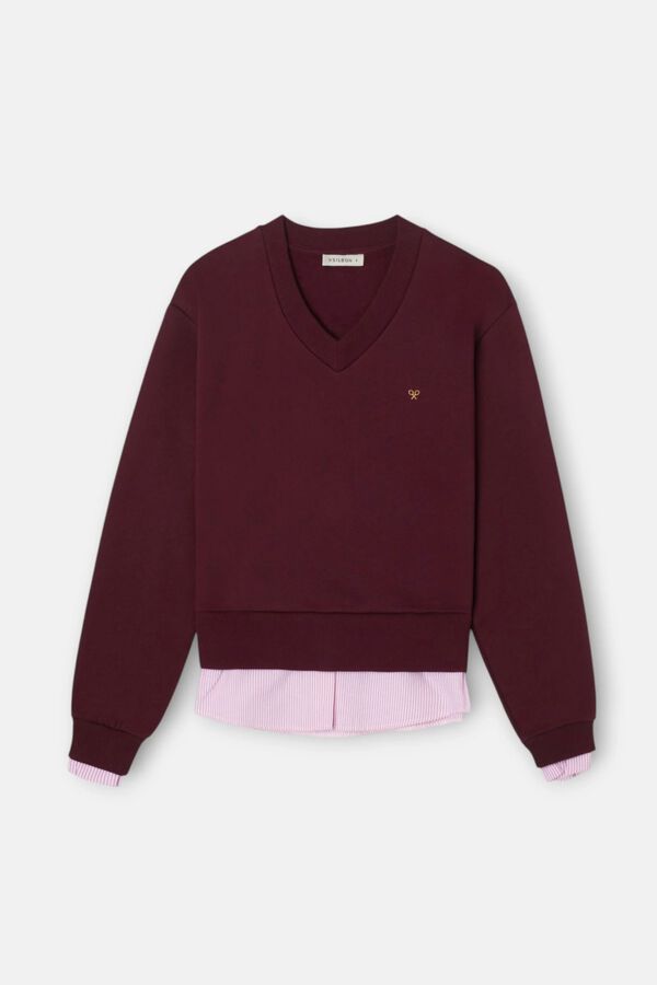 Silbon Woman shirt hem sweatshirt Printed red