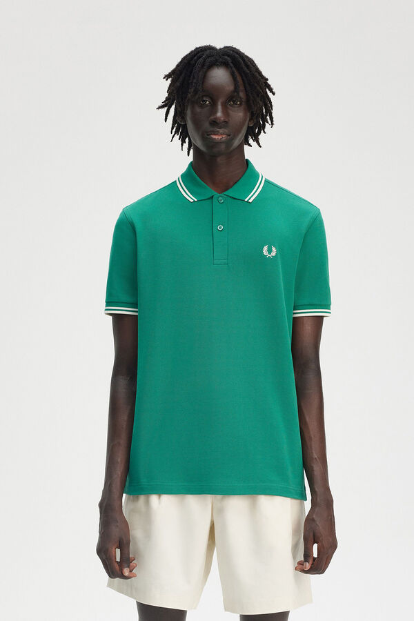 Fred Perry Polo com acabamento em duas listras Verde