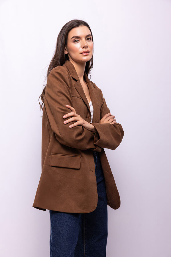 Object Blazer com efeito camurça Castanho