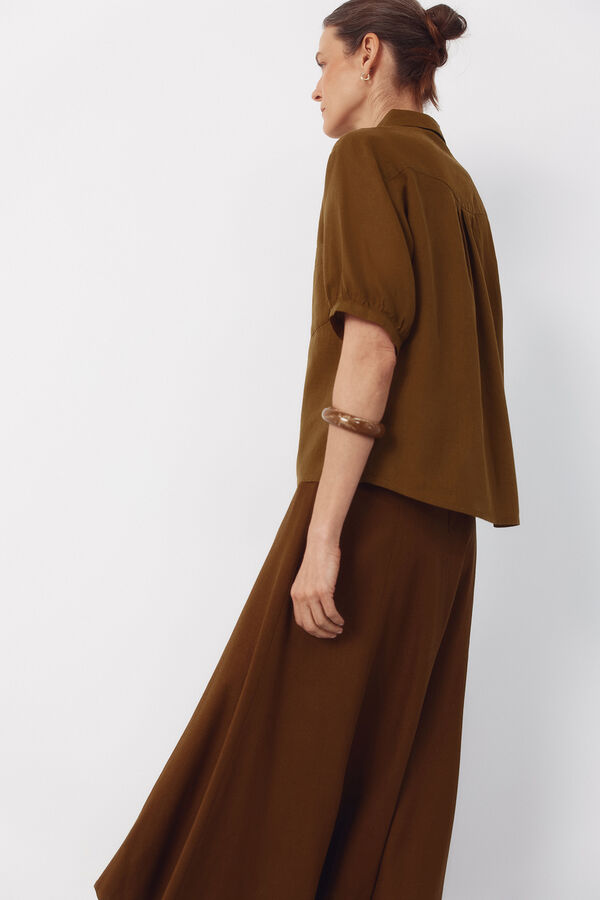 Cortefiel Rustic short sleeve shirt Kaki