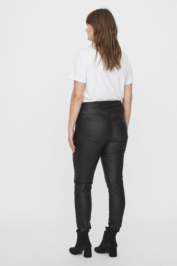 Cortefiel Curve coated trousers Black