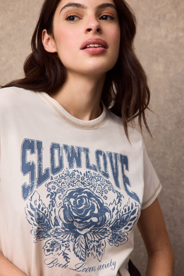 Slowlove T-shirt rosa SlowLove Ecru