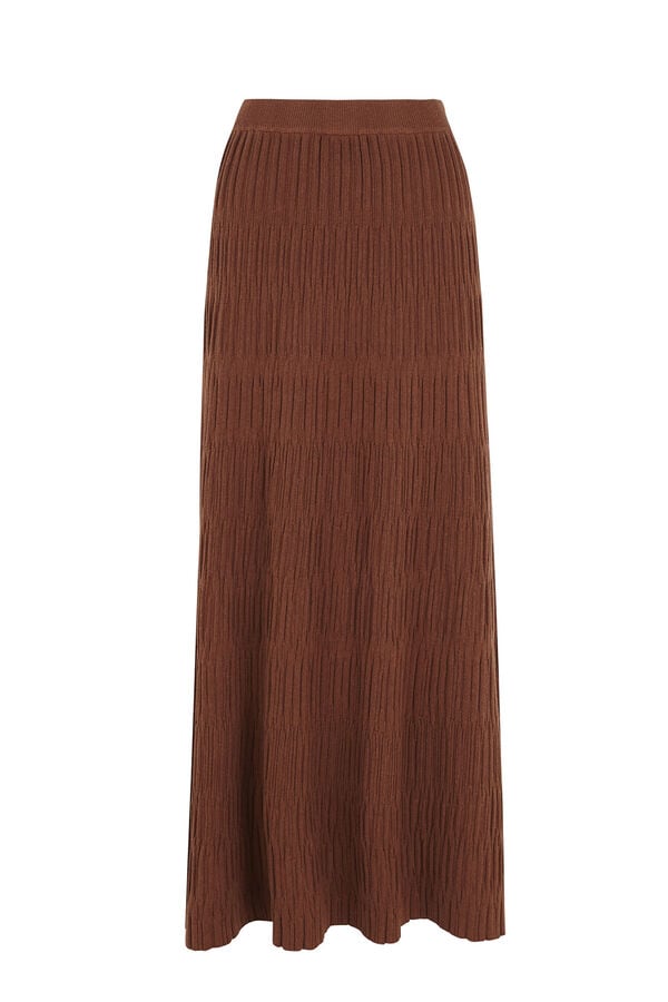 Cortefiel Knit midi skirt Dark brown