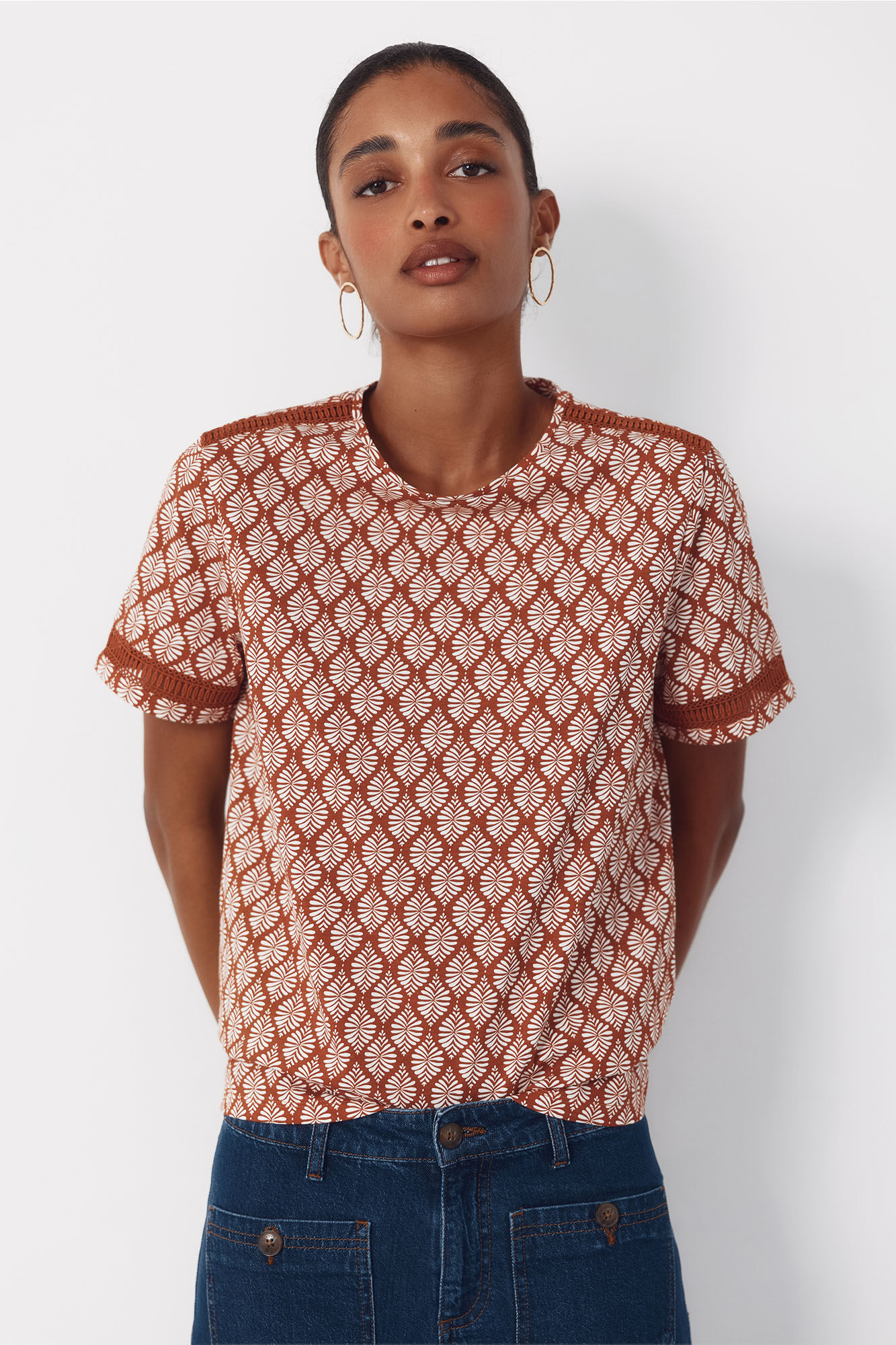 Cortefiel Hemstitch detail t-shirt