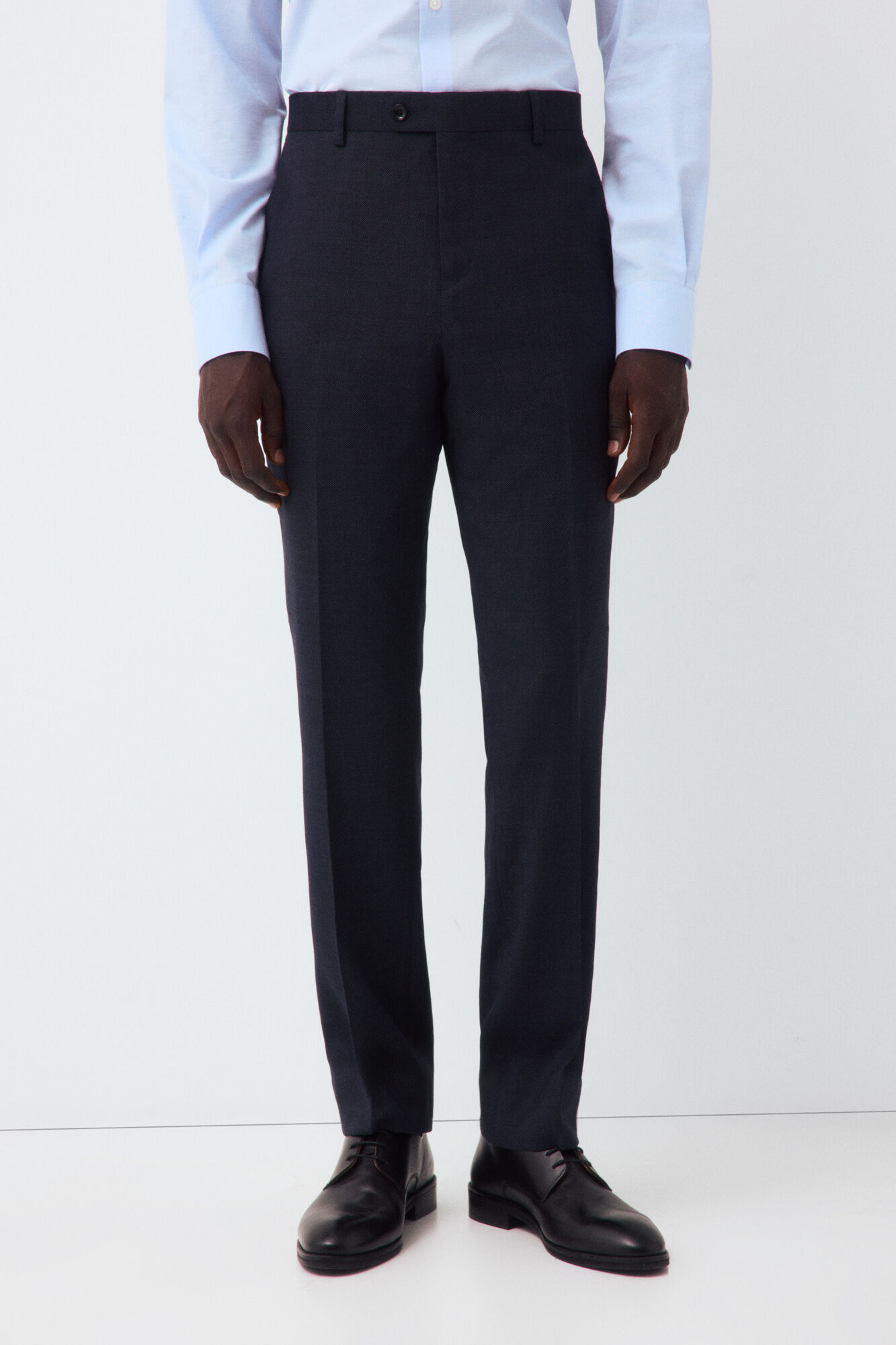 Cortefiel Navy tailored fit bird's eye smart trousers