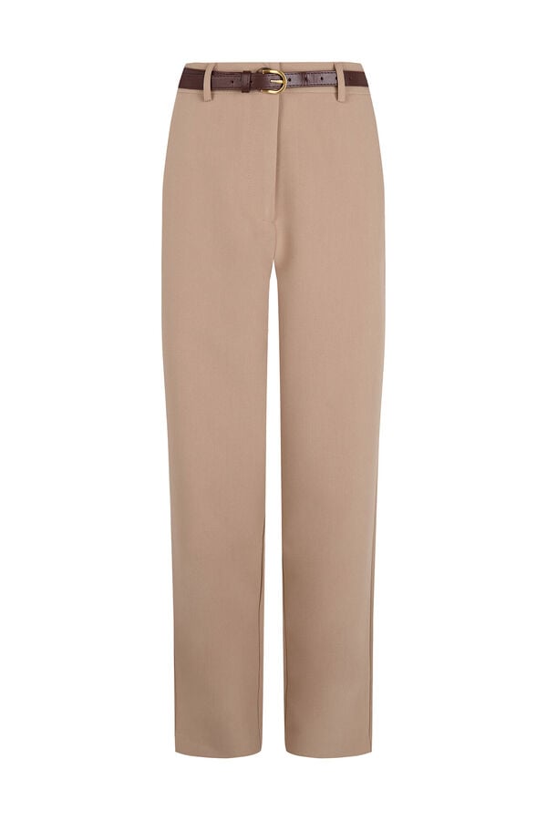 Cortefiel Women's tailored trousers with belt Beige