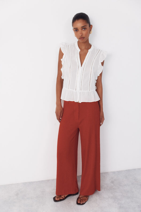 Cortefiel ruffle blouse White