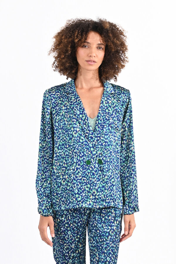 Cortefiel Women's printed long-sleeved blazer Blue