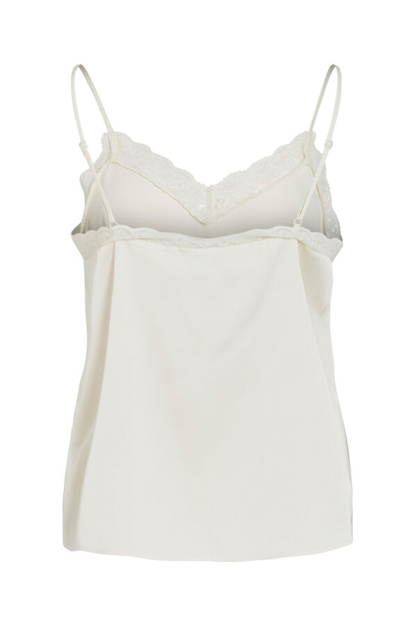 Vila Top de lingerie acetinado com renda Branco