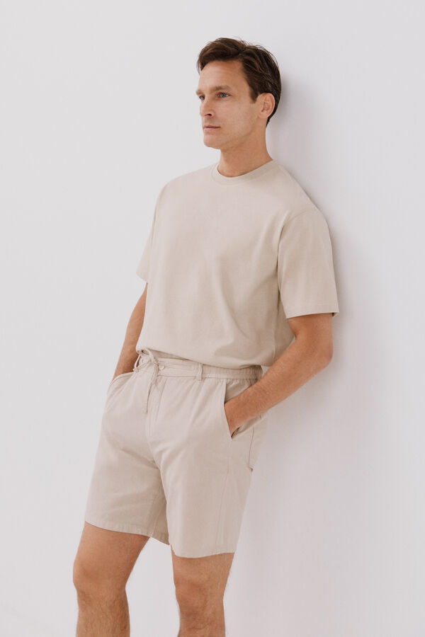 Cortefiel Adjustable lightweight chinos bermuda Beige