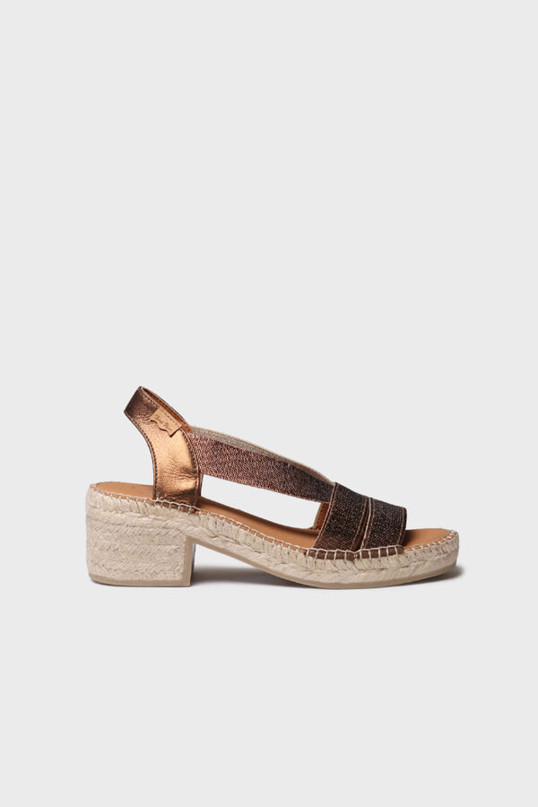 Toni Pons Sand&aacute;lia de salto em pele com el&aacute;sticos Dourado