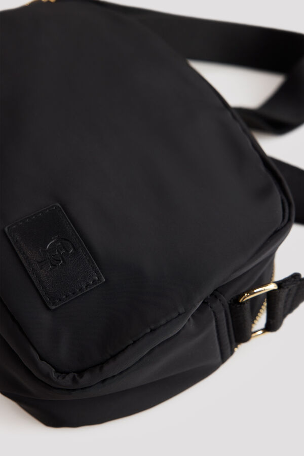 Cortefiel Puffer fabric crossbody bag Black