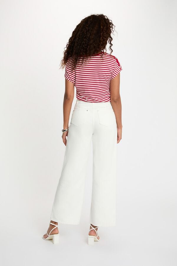 Morgan Striped V-neck T-shirt Red