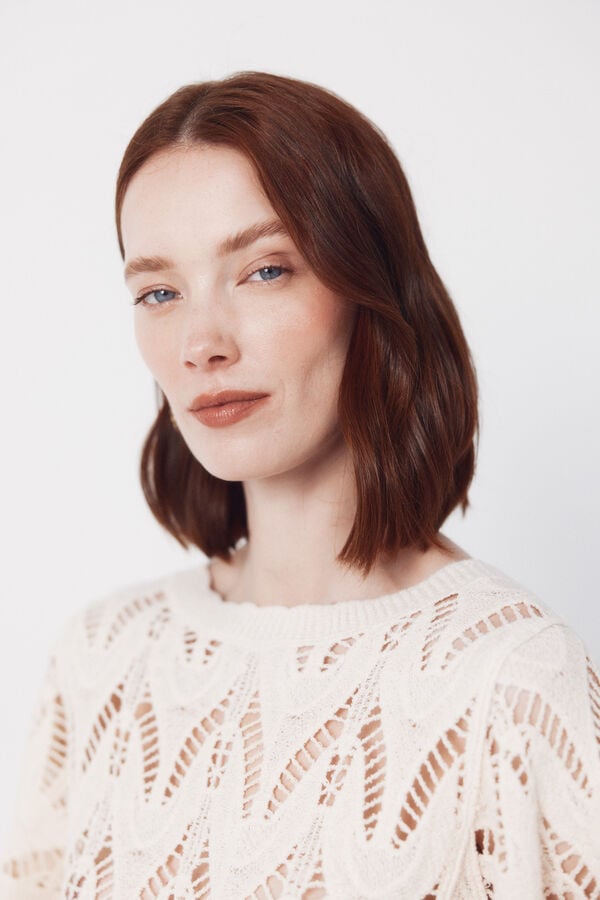 Cortefiel Top de crochet Branco