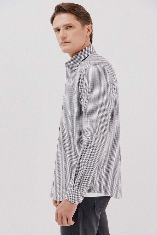 Cortefiel Checked twill shirt Blue