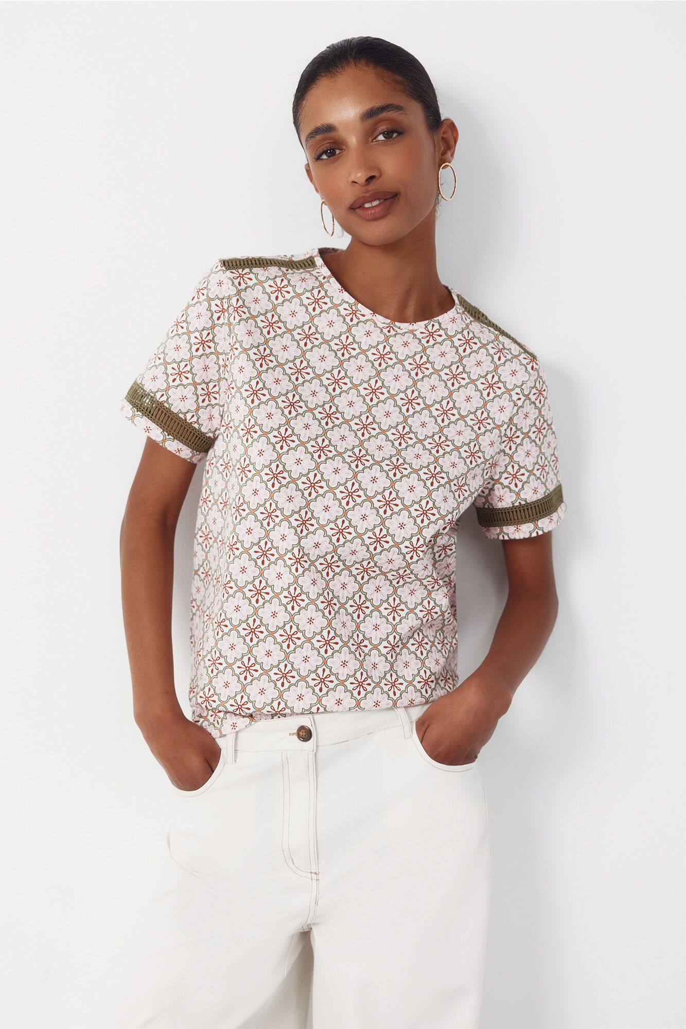 Cortefiel Hemstitch detail t-shirt