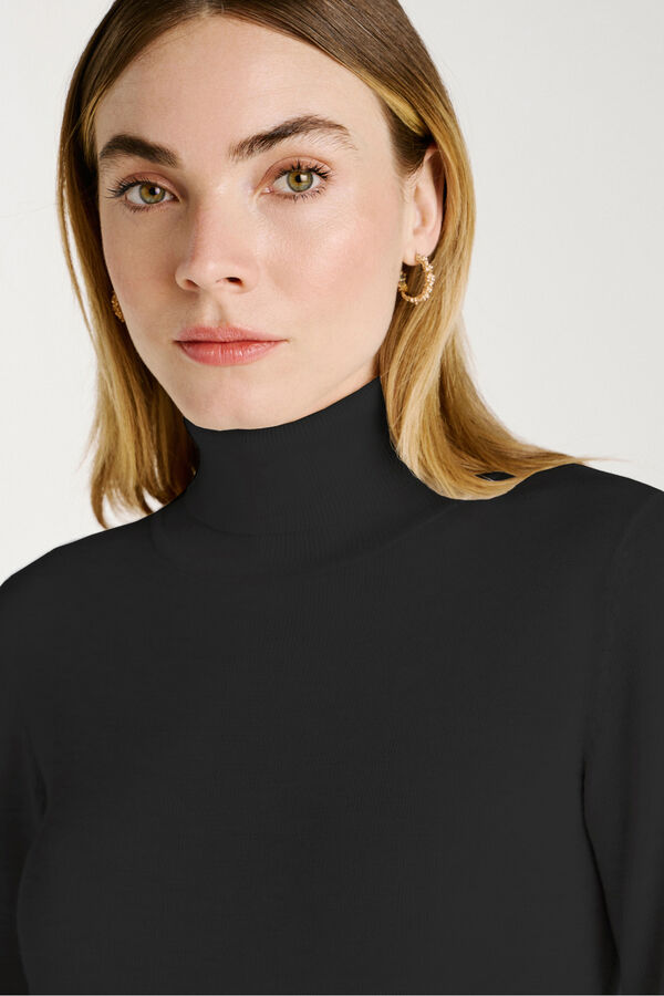 Vila High neck jumper with viscose Black