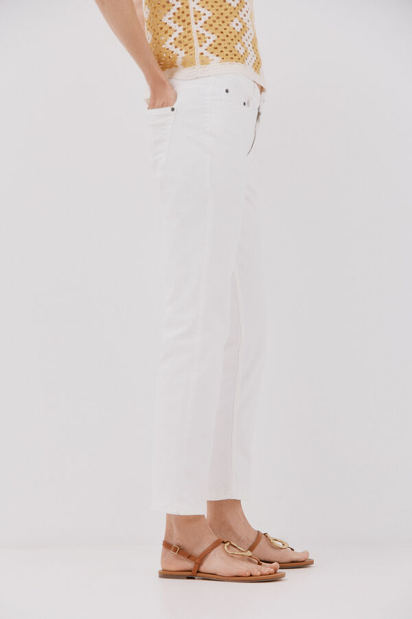 Cortefiel Straight cropped jeans White