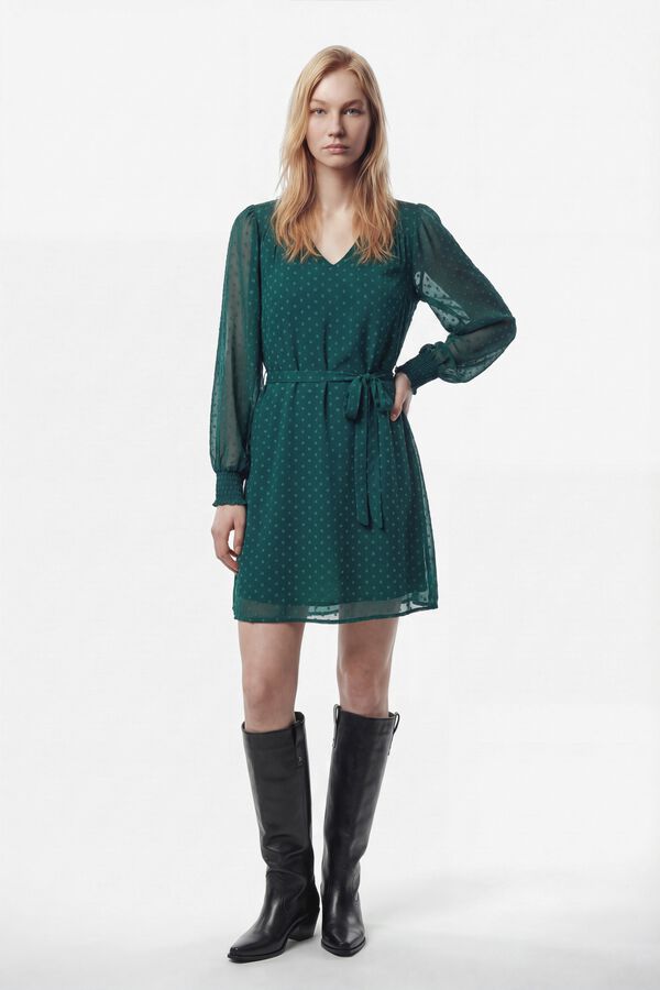 Vila Vestido curto plumeti Verde