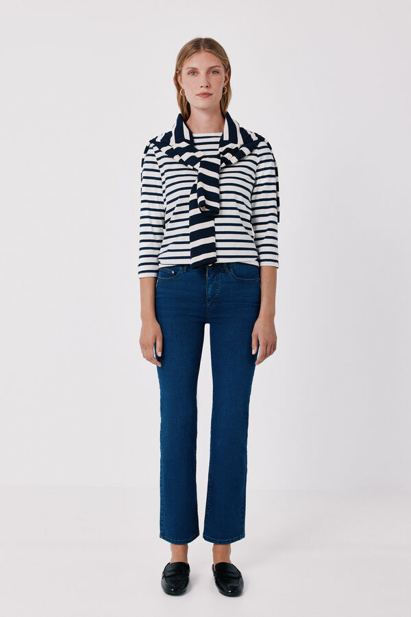 Cortefiel Boat neck T-shirt Printed white