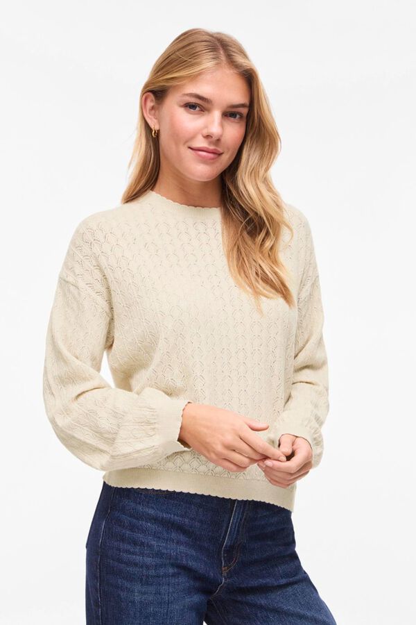 Vila Camisola de malha pointelle com viscose Tostado