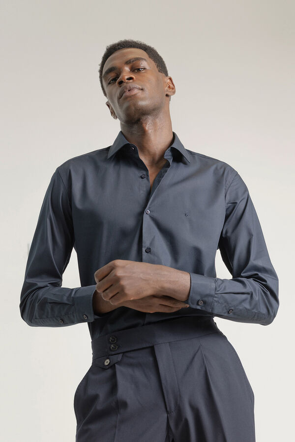 PuroEGO Camisa social de popeline de regular fit Azul