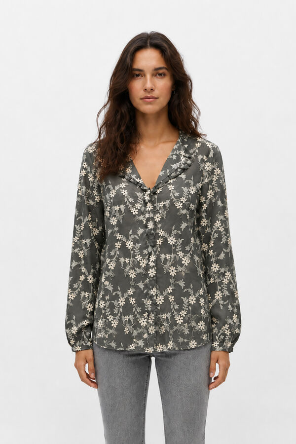 Object Blusa em tecido bordado Cinzento