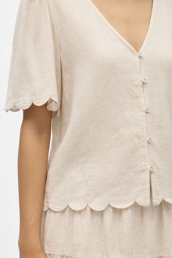 Object Blusa de linho de manga curta Tostado