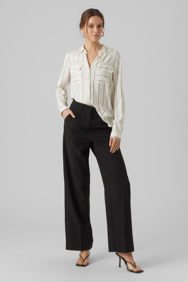 Vero Moda Camisa de rayas de manga larga Blanco