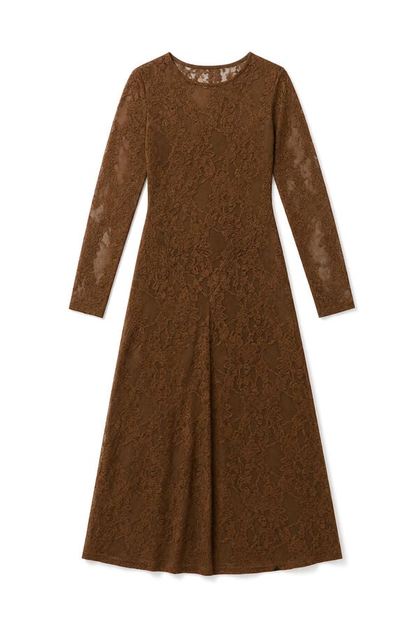 Slowlove Lace flared dress Camel