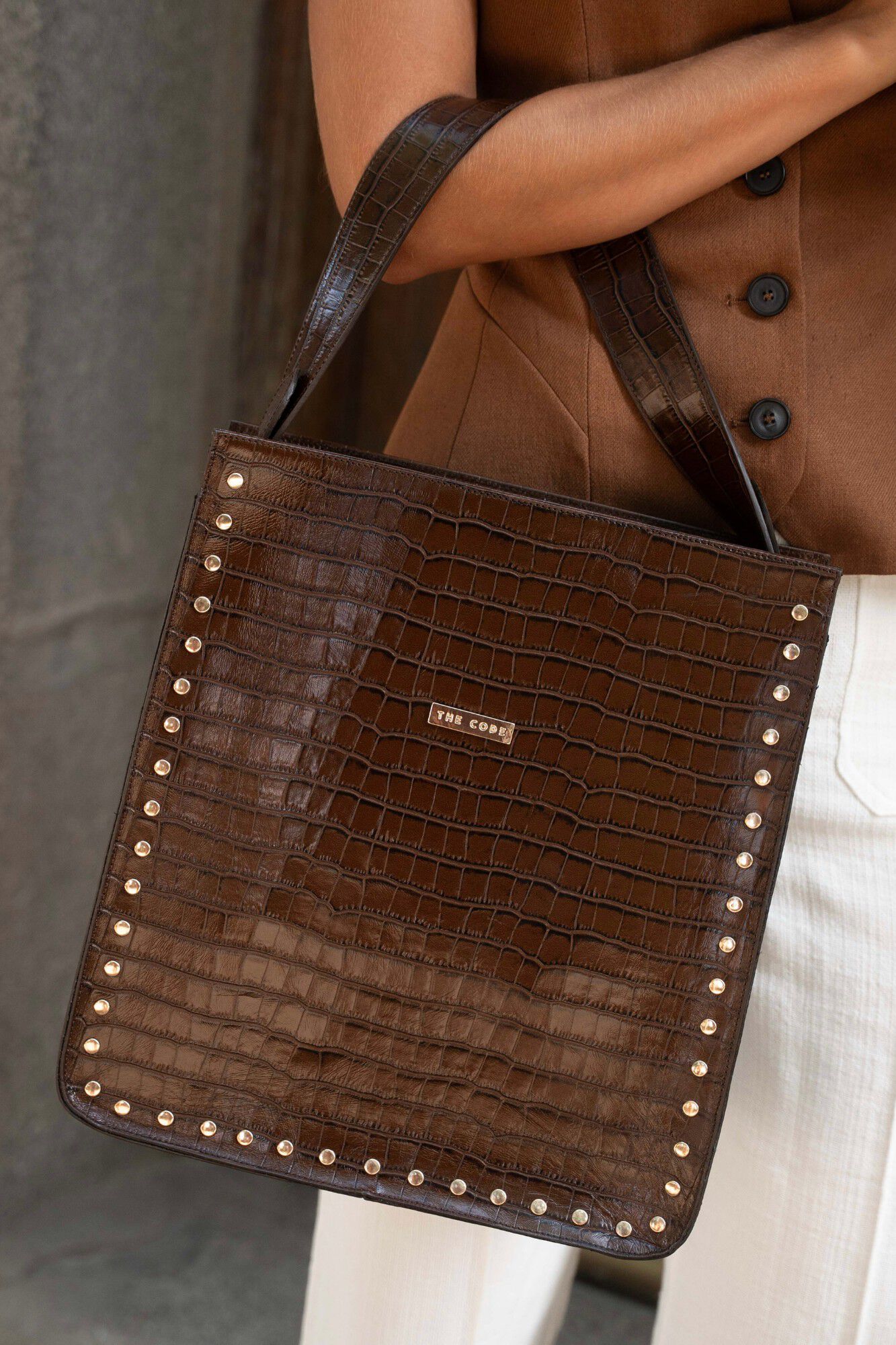 The Code Mala tote bag Sagrario em pele