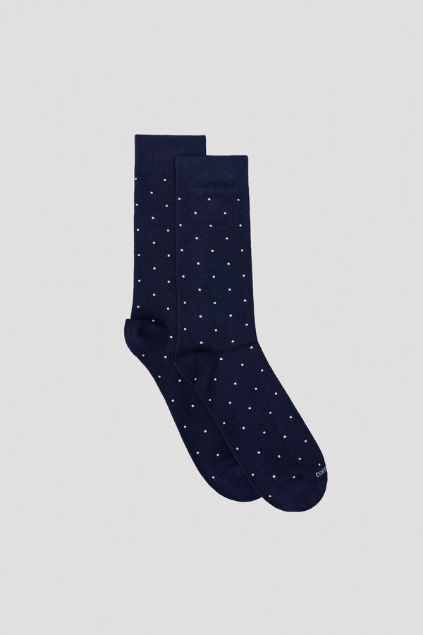 Cortefiel Microrib cotton socks Navy