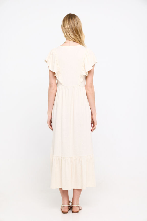 Cortefiel Rustic embroidered dress Nude